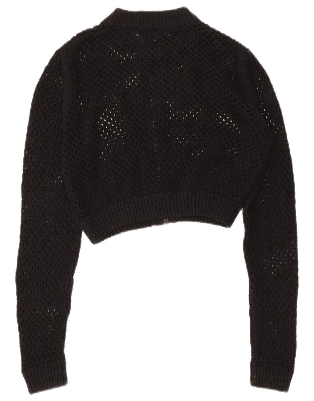 Zara Womens Crop See Through Cardigan Sweater UK 12 Medium Black