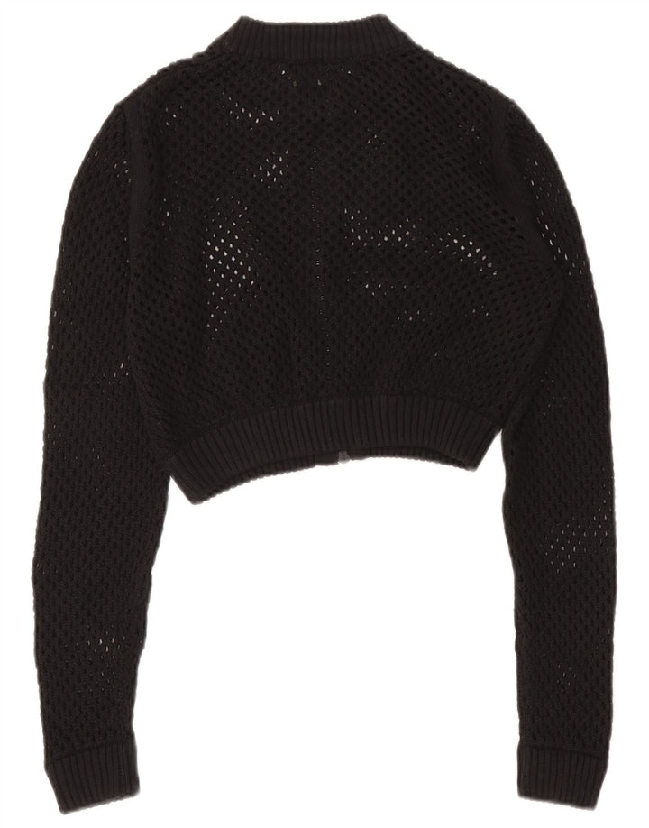 Zara Womens Crop See Through Cardigan Sweater UK 12 Medium Black