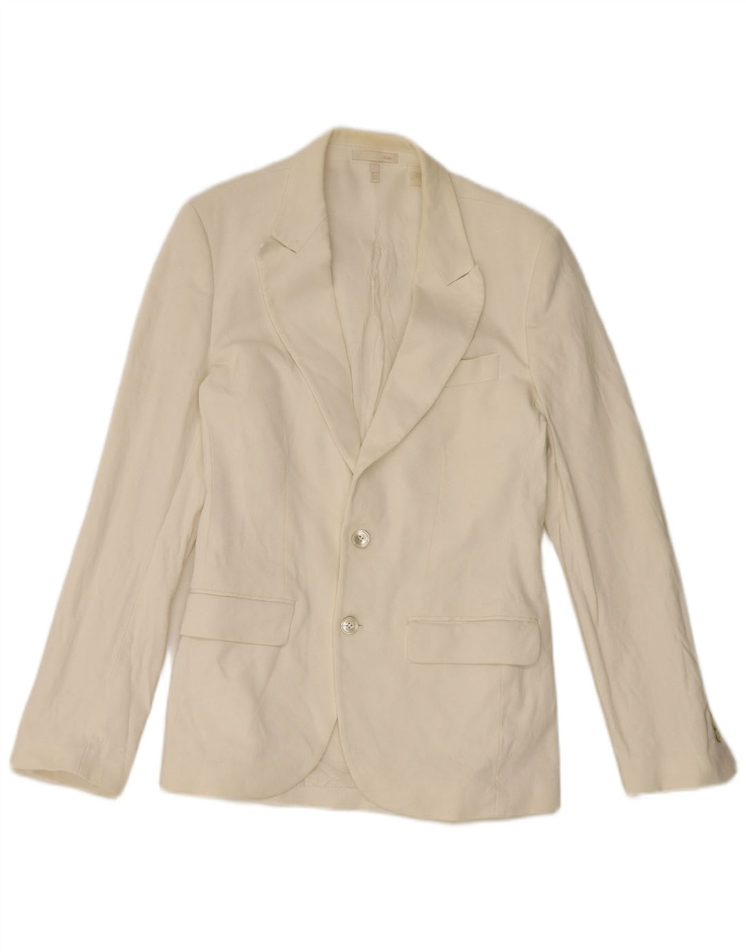Zara Mens 2 Button Blazer Jacket EU 50 Medium White Cotton