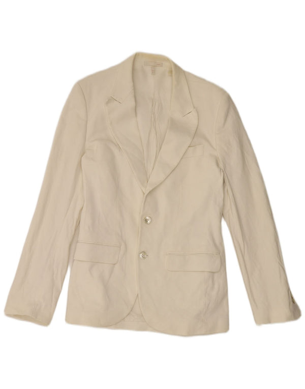 Zara Mens 2 Button Blazer Jacket EU 50 Medium White Cotton