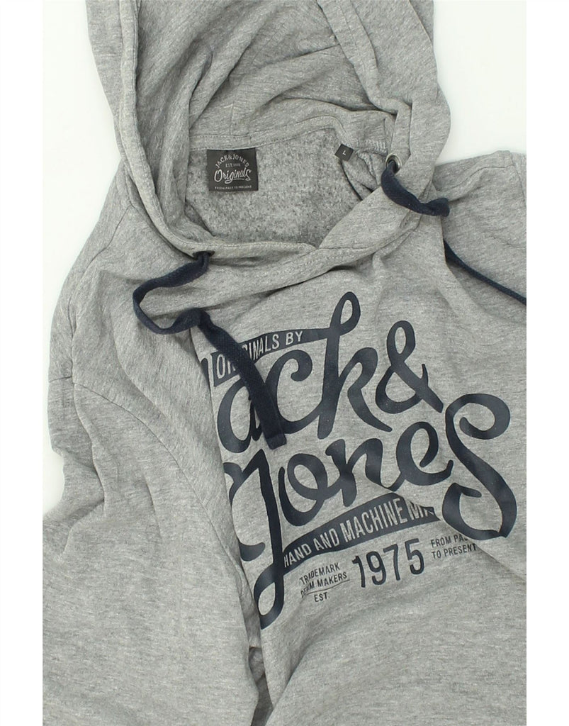 JACK & JONES Mens Graphic Hoodie Jumper Large Grey Cotton | Vintage Jack & Jones | Thrift | Second-Hand Jack & Jones | Used Clothing | Messina Hembry 