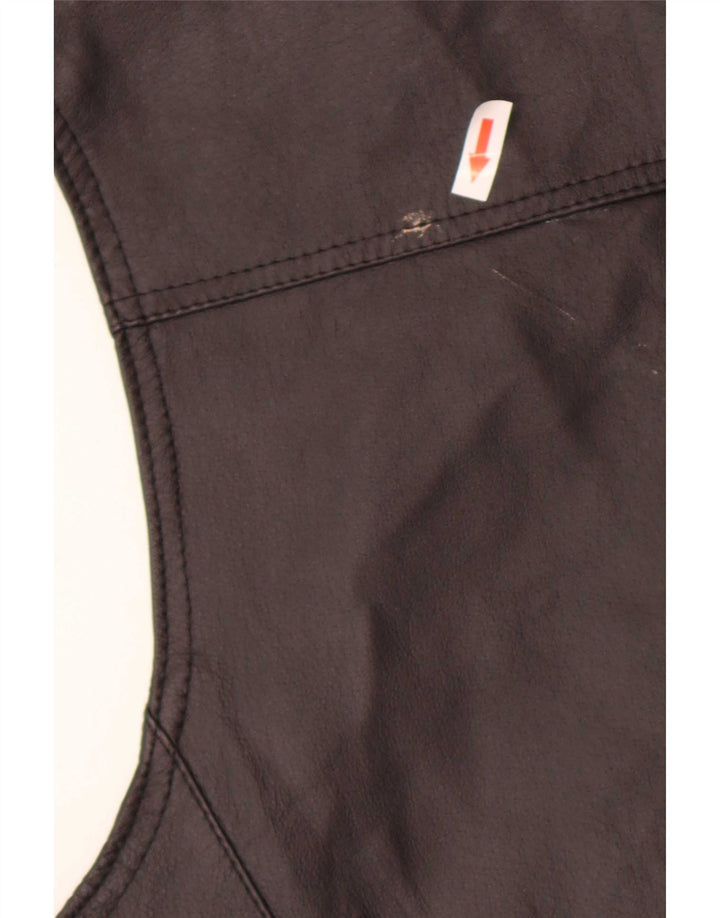 John F Gee Mens Leather Waistcoat Large Black