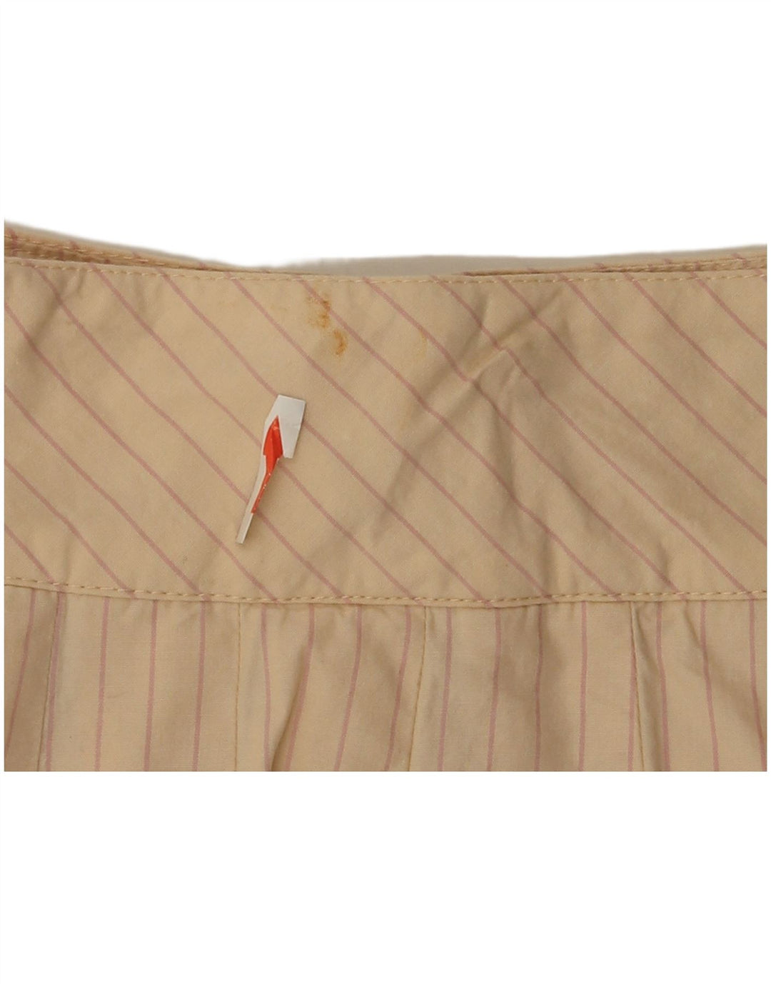 Zara Womens Mini Wrap Skirt Medium W28  Beige Pinstripe Cotton