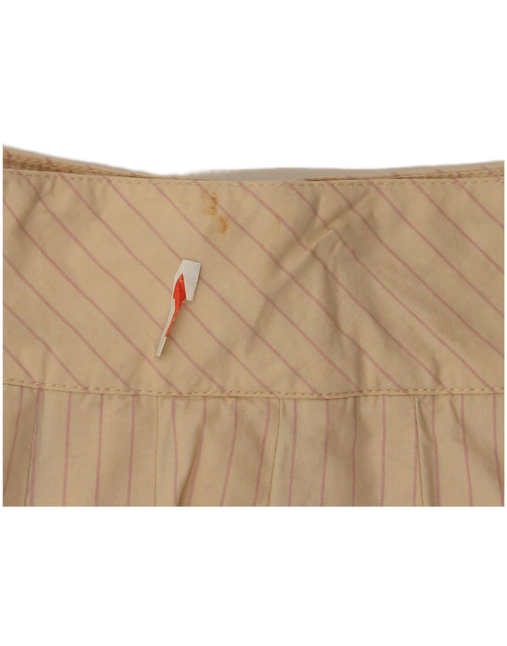 Zara Womens Mini Wrap Skirt Medium W28  Beige Pinstripe Cotton