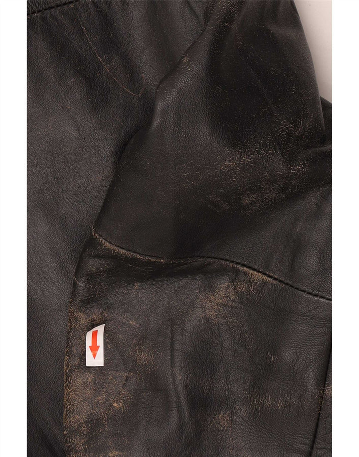 Vintage Mens Biker Leather Jacket IT 54 2XL Black Leather