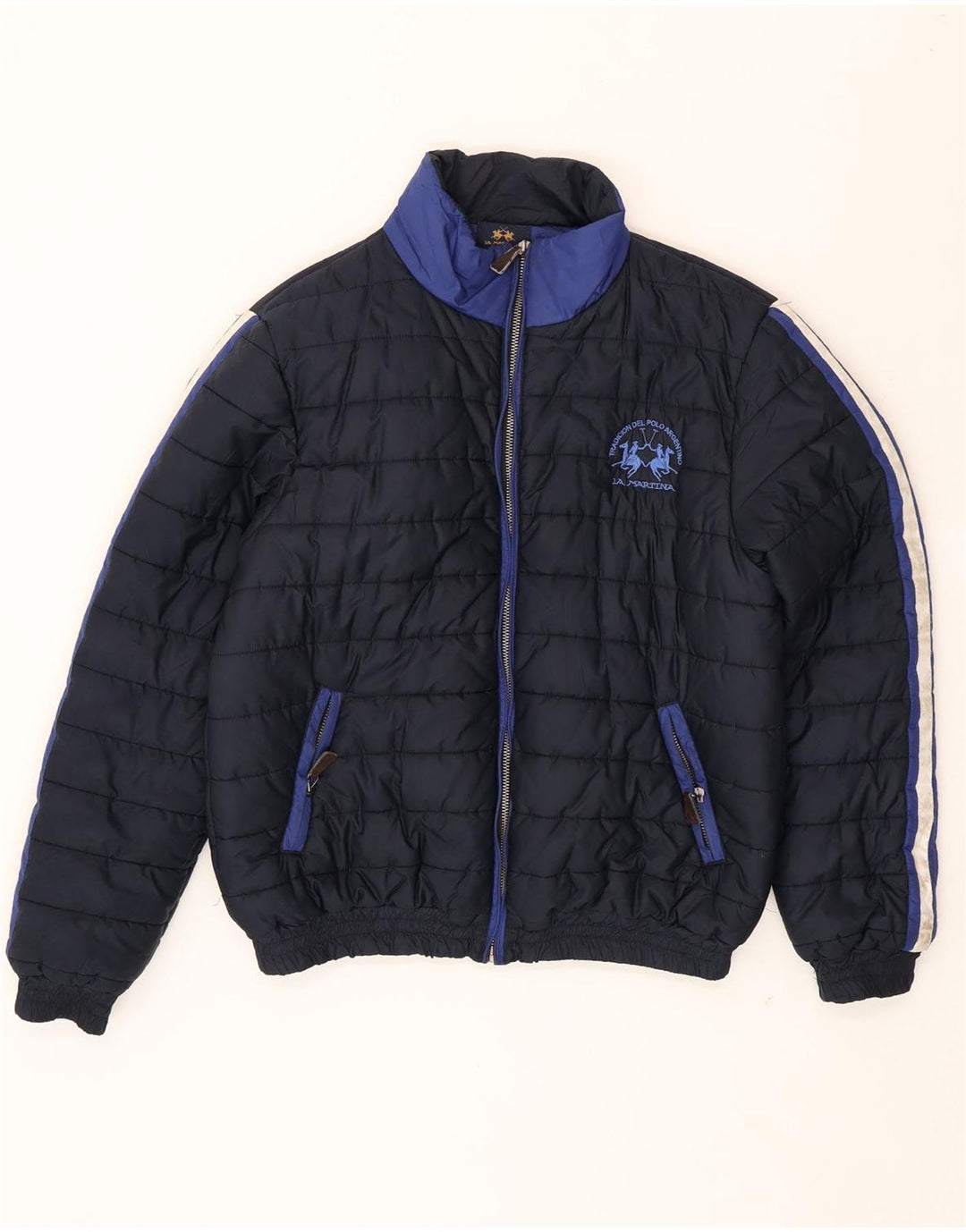LA MARTINA Boys Padded Jacket 15-16 Years Navy Blue Colourblock Polyester