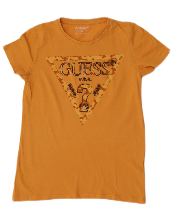 Guess Girls Graphic T-Shirt Top 13-14 Years Yellow Cotton