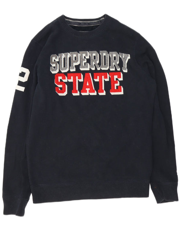 Superdry Mens Graphic Sweatshirt Jumper Large Black Cotton Sports