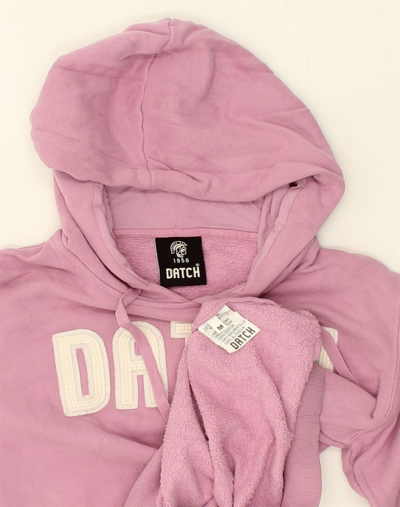 DATCH Womens Graphic Hoodie Jumper UK 14 Medium Pink Cotton | Vintage Datch | Thrift | Second-Hand Datch | Used Clothing | Messina Hembry 