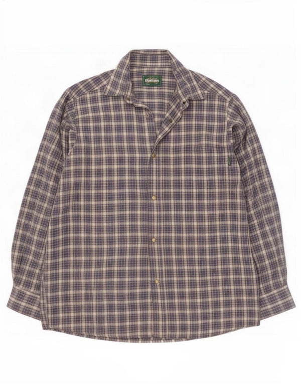 Rohan Mens Flannel Shirt Small Navy Blue Plaid Cotton