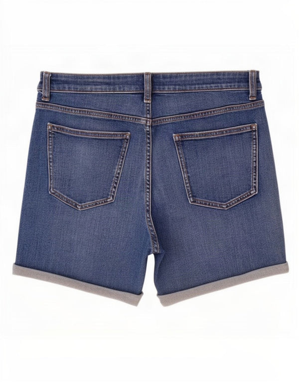 Marks & Spencer Womens Boyfriend Denim Shorts UK 12 Medium W30 Blue Cotton