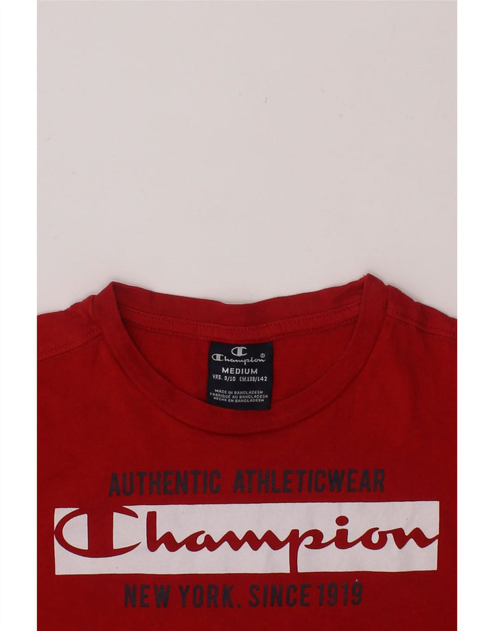 CHAMPION Boys Graphic T-Shirt Top 9-10 Years Medium  Maroon Cotton Vintage Champion and Second-Hand Champion from Messina Hembry 