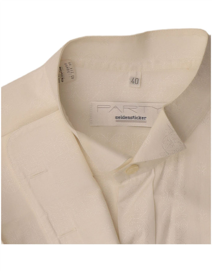 Seidensticker Mens Formal Shirt Size 40 Medium White Floral Cotton