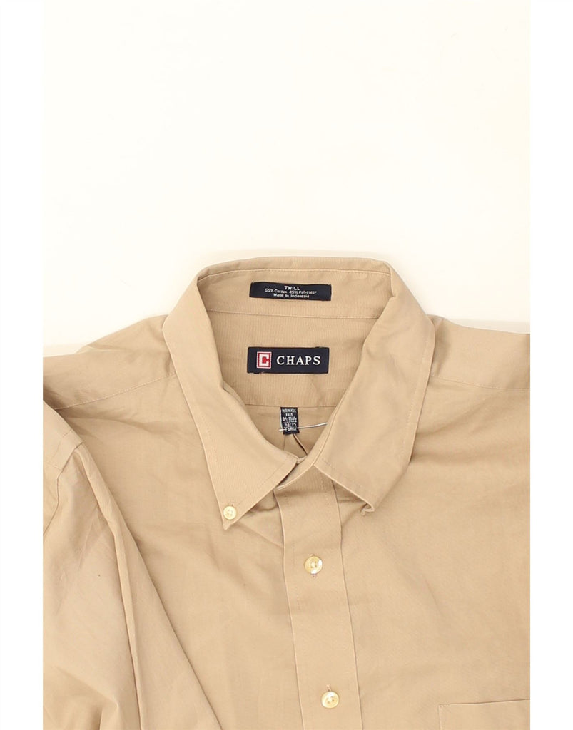 CHAPS Mens Shirt Size 16 16 1/2Large Beige Cotton | Vintage Chaps | Thrift | Second-Hand Chaps | Used Clothing | Messina Hembry 