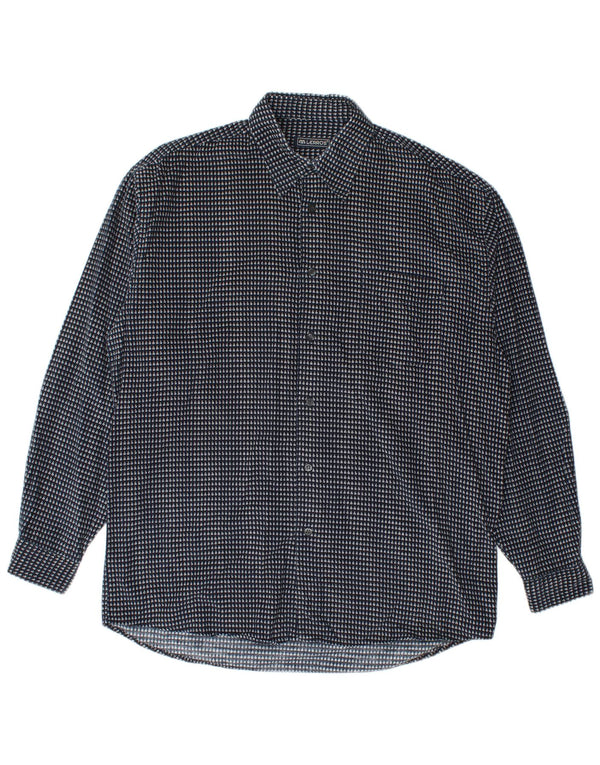 Lerros Mens Corduroy Relaxed Fit Shirt Medium Navy Blue Geometric Cotton