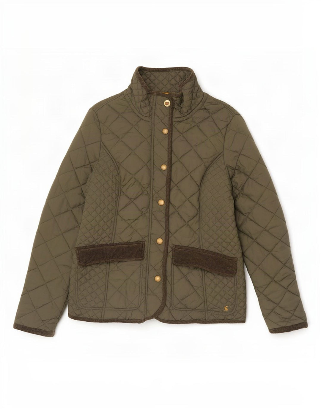 Joules Womens Quilted Jacket UK 12 Medium Khaki Cotton