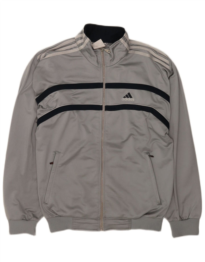 Adidas Mens Graphic Tracksuit Top Jacket Large Grey Colourblock Polyester