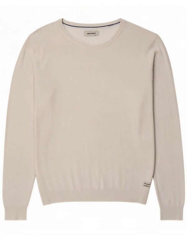 Jack & Jones Mens Crew Neck Jumper Sweater Large White