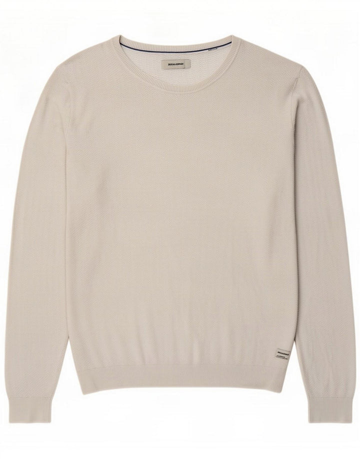 Jack & Jones Mens Crew Neck Jumper Sweater Large White