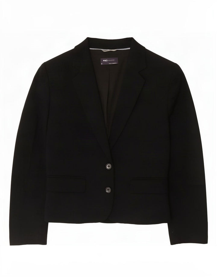 Marks & Spencer Womens 2 Button Blazer Jacket UK 14 Medium Black Polyester