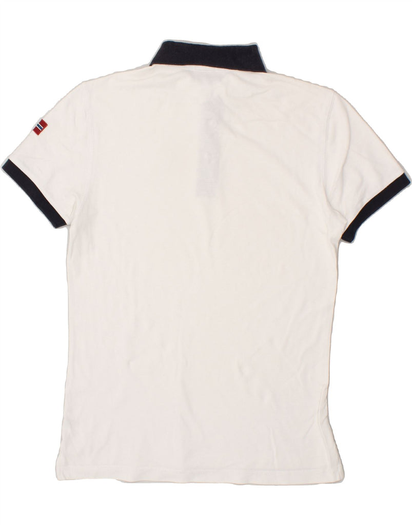 NAPAPIJRI Mens Graphic Polo Shirt Large White Colourblock | Vintage Napapijri | Thrift | Second-Hand Napapijri | Used Clothing | Messina Hembry 