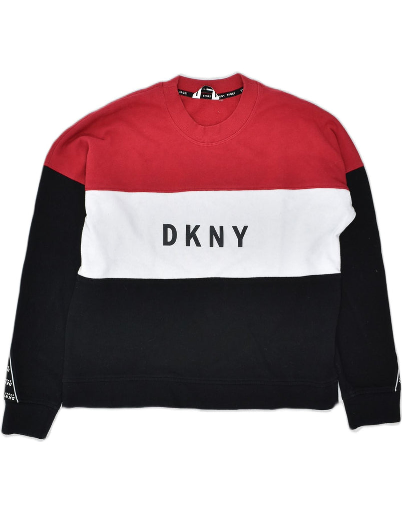 DKNY Womens Crop Graphic Sweatshirt Jumper UK 18 XL Multicoloured | Vintage | Thrift | Second-Hand | Used Clothing | Messina Hembry 