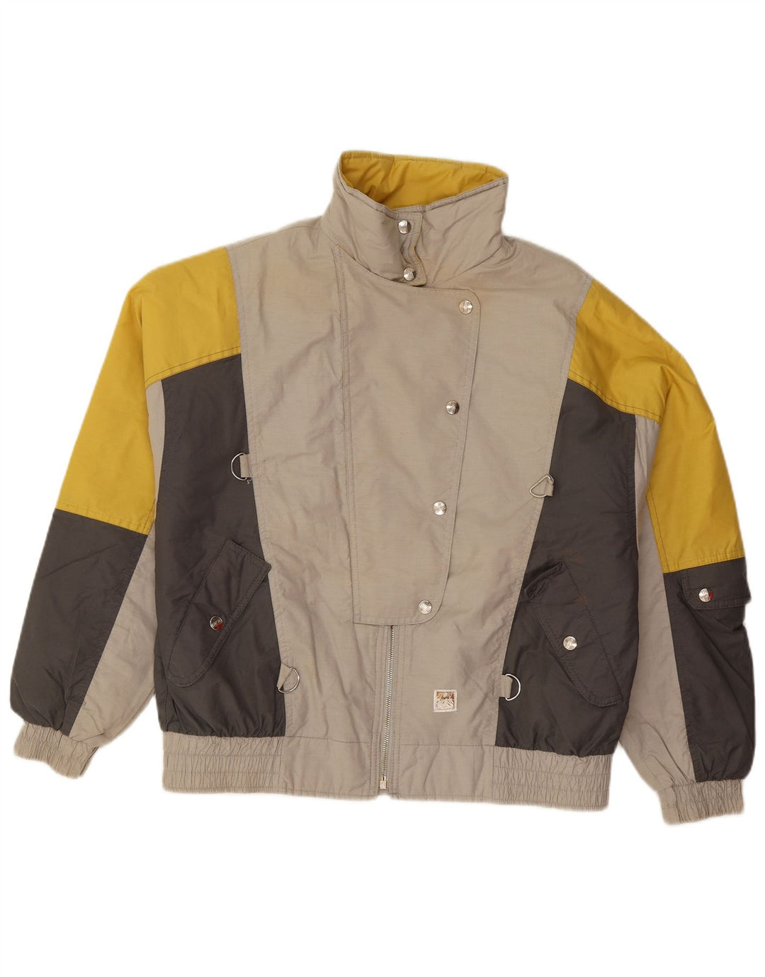 Vintage Womens Oversized Ski Jacket EU 40 Medium Grey Colourblock Polyamide