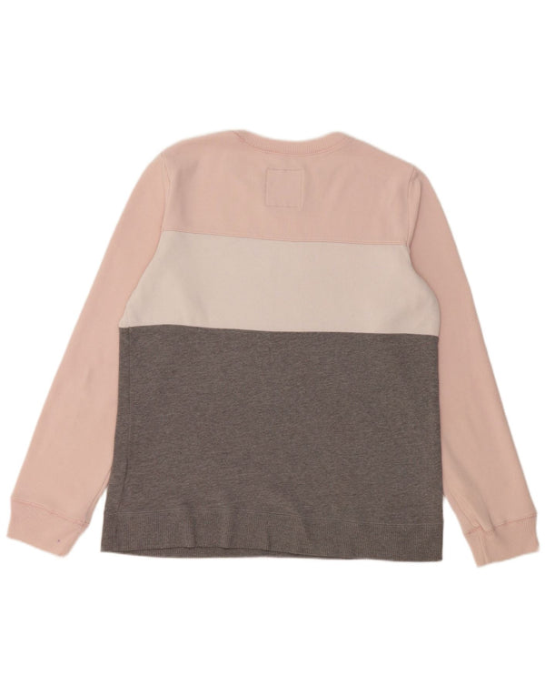 HOLLISTER Womens Graphic Sweatshirt Jumper UK 16 Large Grey Colourblock