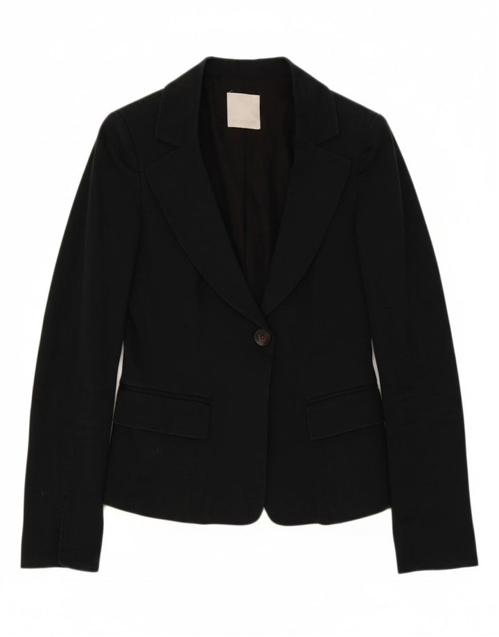 PINKO Womens 1 Button Blazer Jacket UK 8 Small Black Cotton Vintage Pinko and Second-Hand Pinko from Messina Hembry 