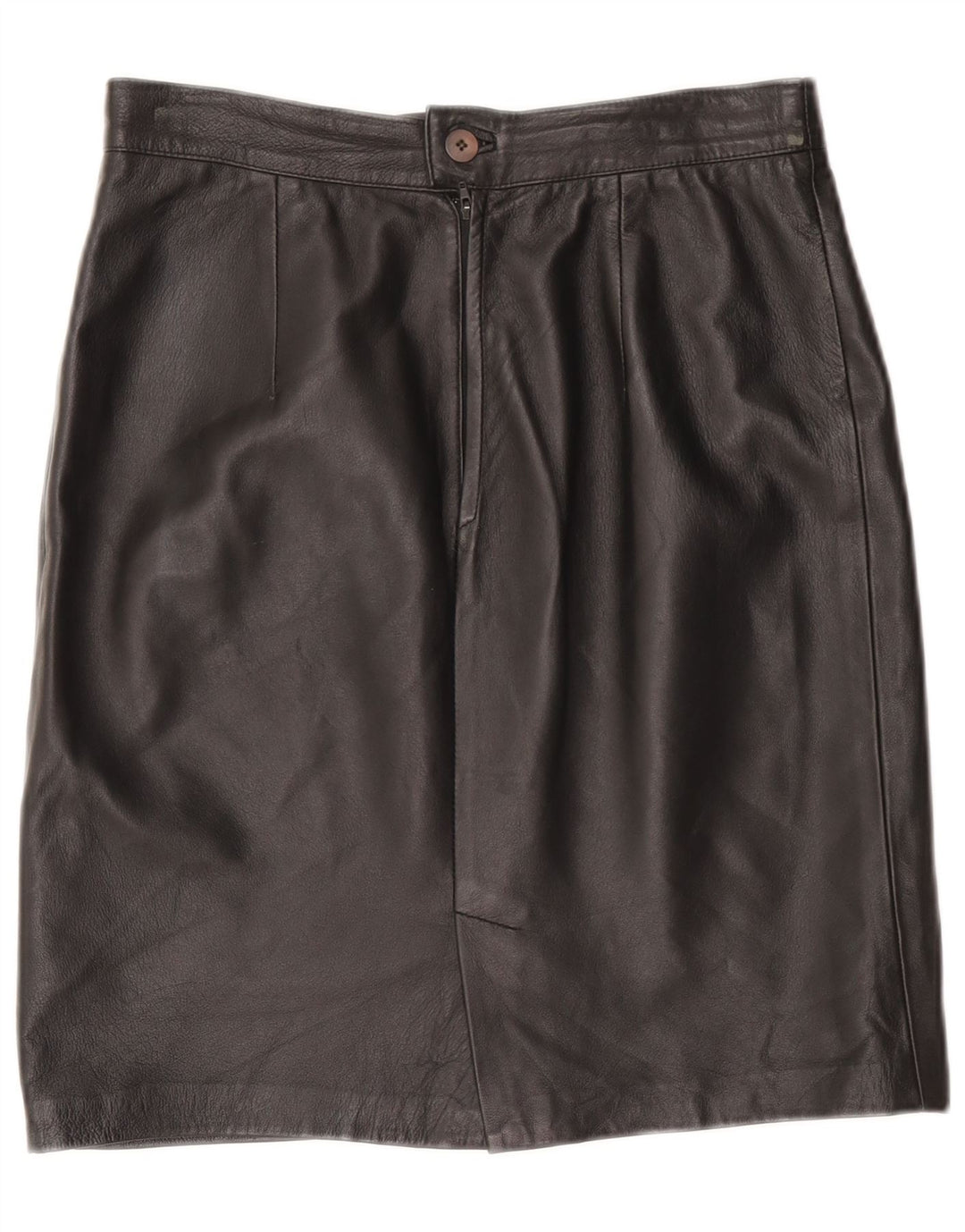 Vintage Womens Leather Skirt IT 46 Large W32  Black Leather
