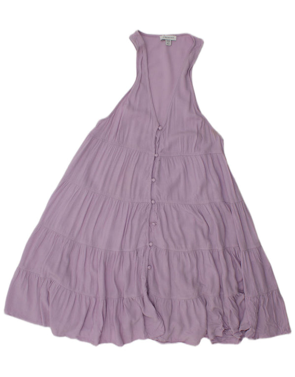 Topshop Womens Sleeveless Tiered Dress UK 12 Medium Purple Viscose