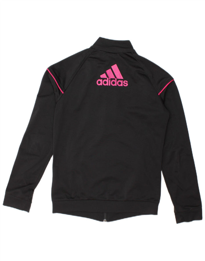 Adidas Womens Graphic Tracksuit Top Jacket UK 8/10 Small Black Polyester