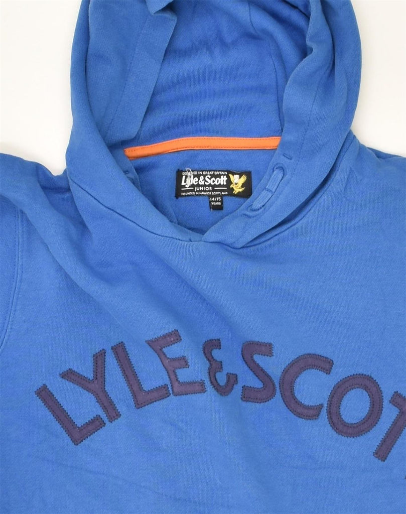 LYLE & SCOTT Boys Graphic Hoodie Jumper 14-15 Years Blue Cotton | Vintage Lyle & Scott | Thrift | Second-Hand Lyle & Scott | Used Clothing | Messina Hembry 