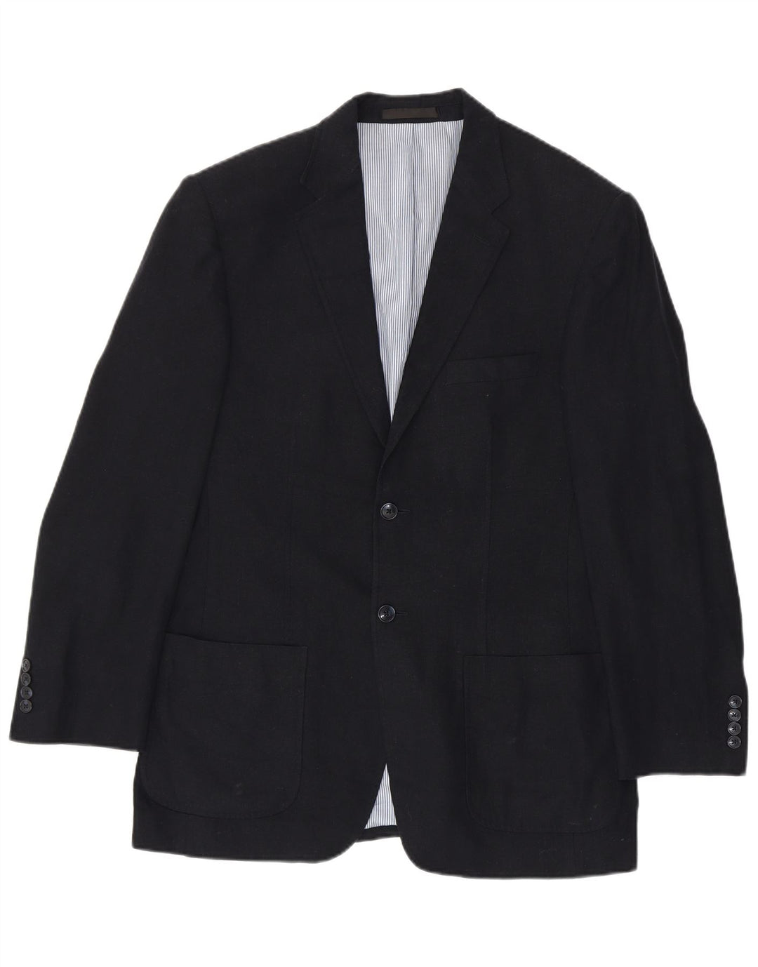Marks & Spencer Mens 2 Button Blazer Jacket UK 38 Medium Navy Blue Linen