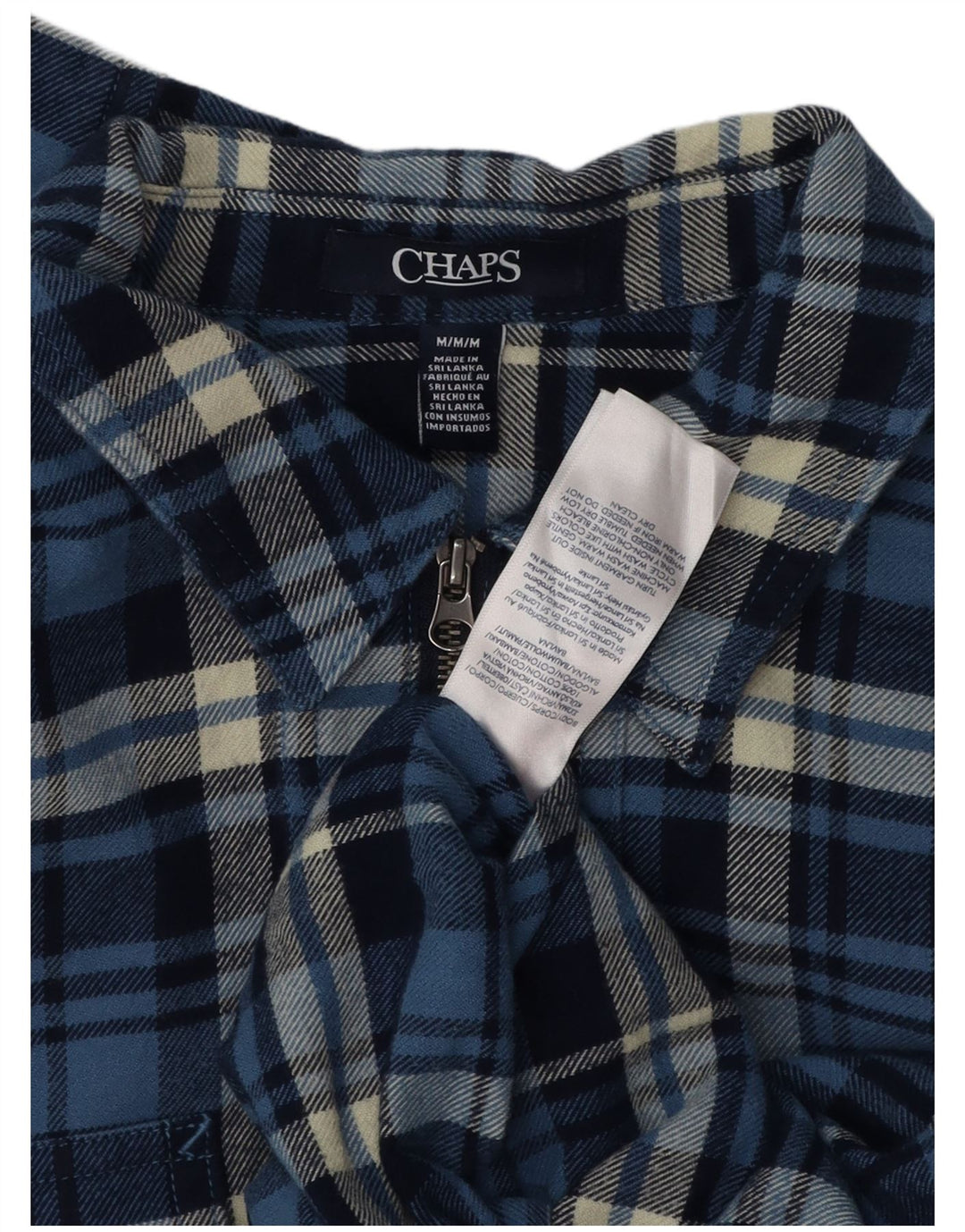 CHAPS Womens Flannel Pullover Shirt UK 14 Medium Blue Check Cotton