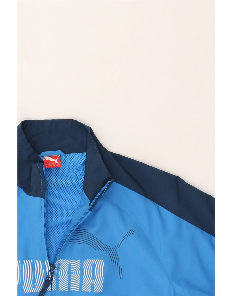 PUMA Boys Graphic Tracksuit Top Jacket 11-12 Years Blue Colourblock | Vintage Puma | Thrift | Second-Hand Puma | Used Clothing | Messina Hembry 