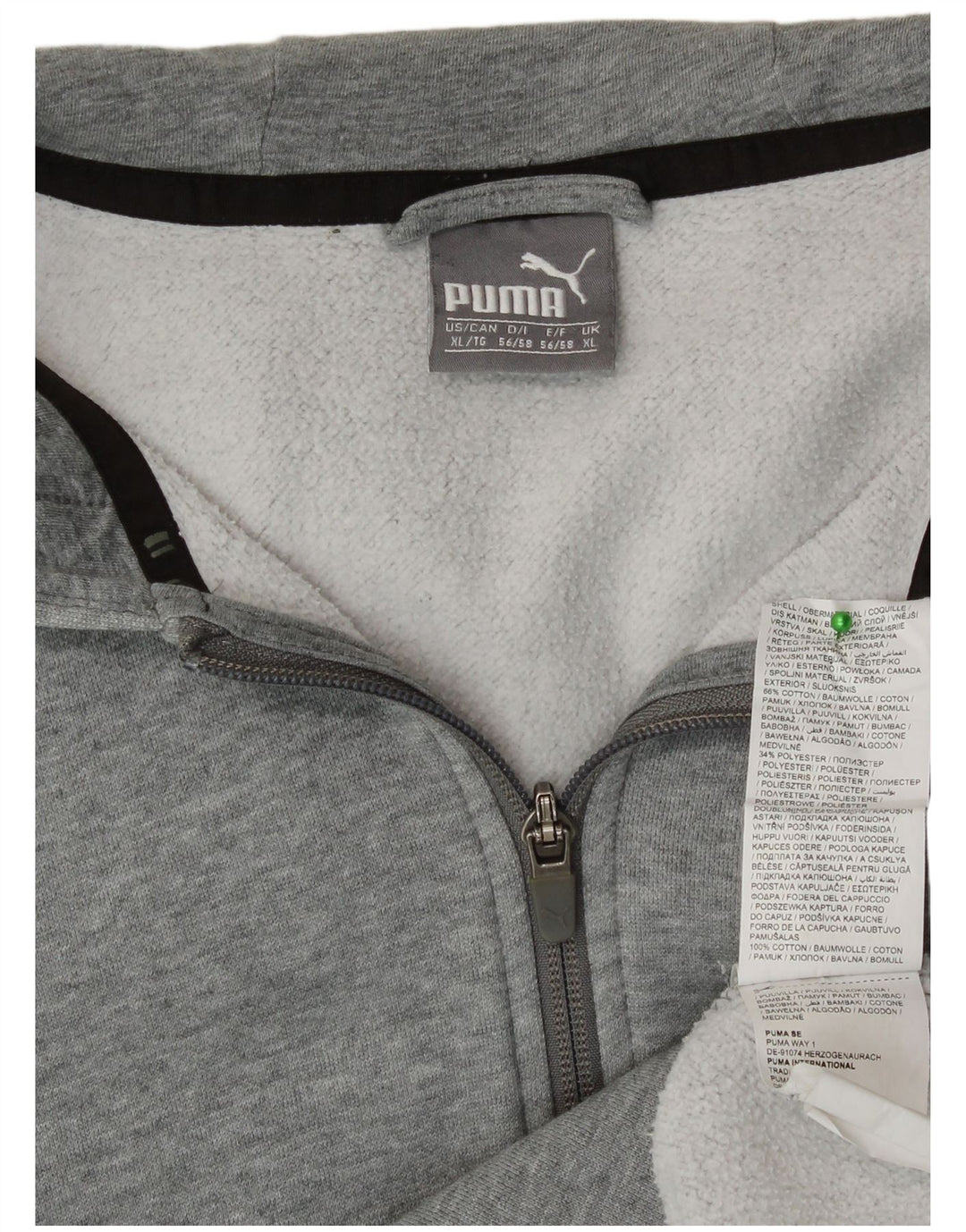Puma Mens Graphic Zip Hoodie Sweater XL Grey Cotton