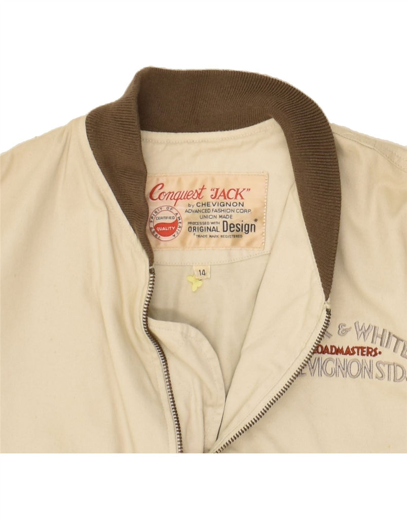 CHEVIGNON Boys Graphic Bomber Jacket 13-14 Years Beige Cotton Vintage Chevignon and Second-Hand Chevignon from Messina Hembry 