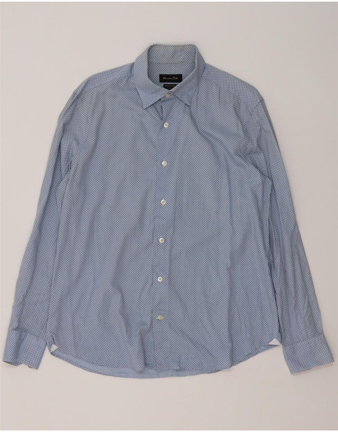 Massimo Dutti Mens Shirt Size 43 Large Blue Spotted