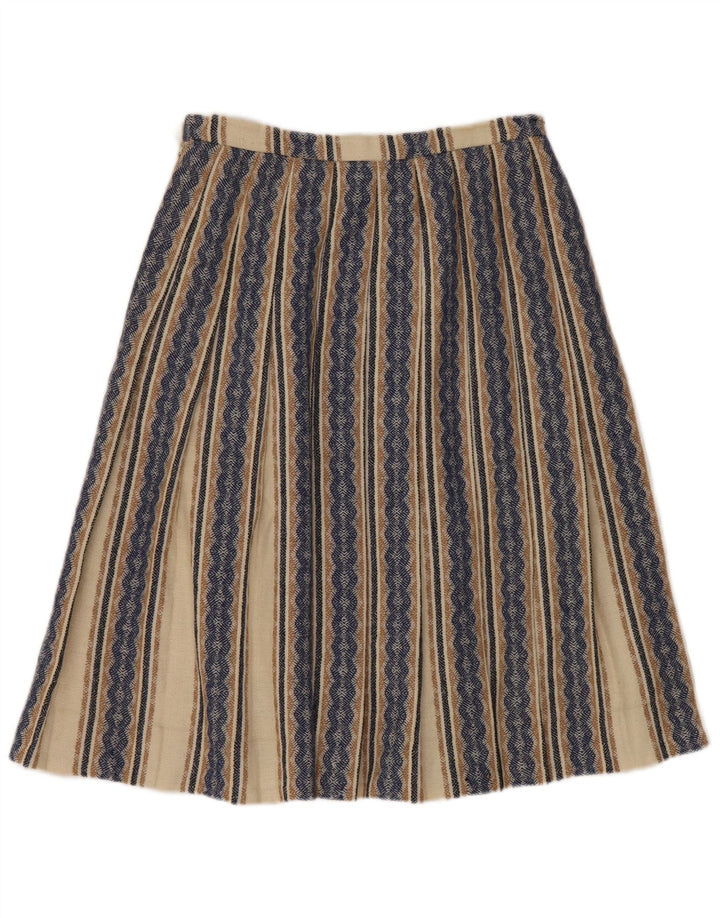 Gor-Ray Womens Knife Pleated Skirt W26 Small Blue Striped Rayon