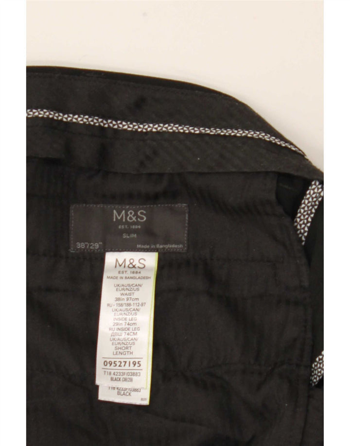 Marks & Spencer Mens Slim Suit Trousers W38 L29 Black Polyester