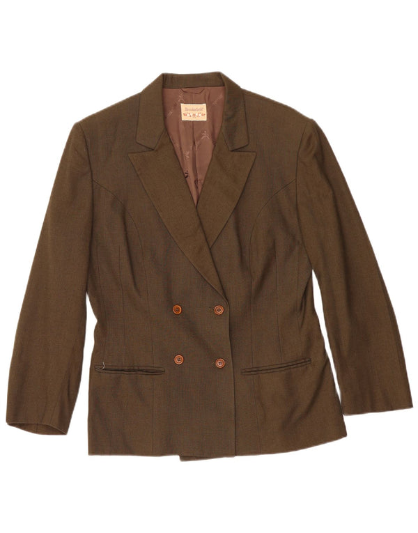 Brooksfield Womens Double Breasted Blazer Jacket IT 44 Medium Khaki Viscose