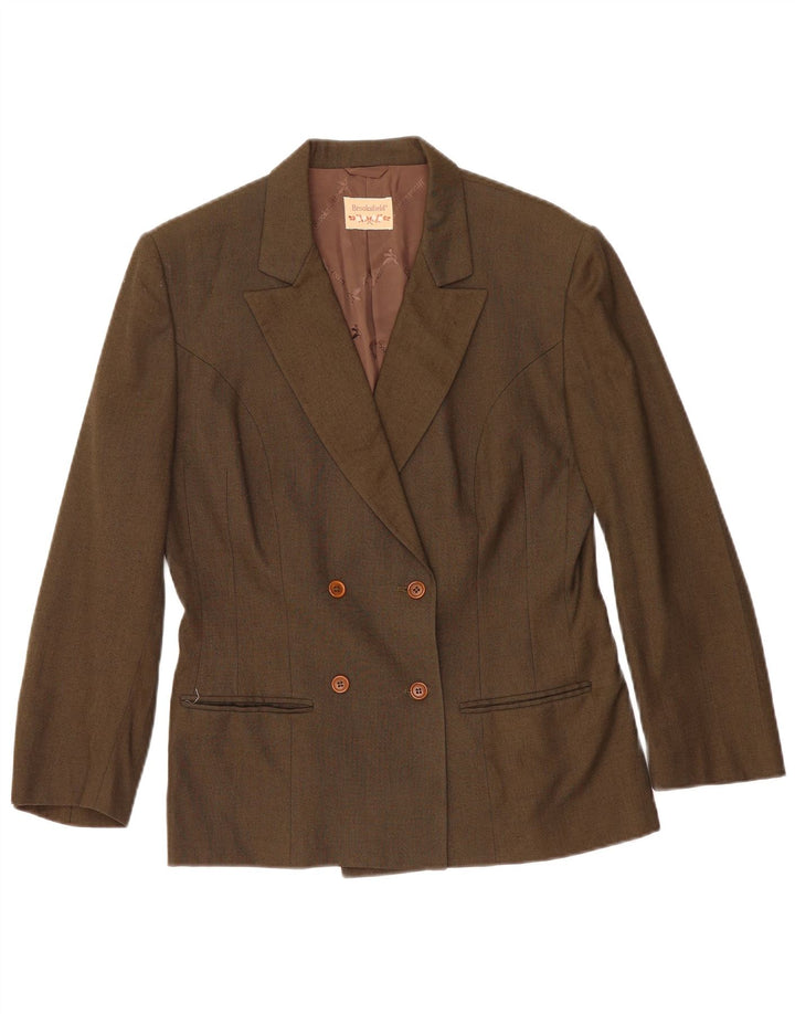 Brooksfield Womens Double Breasted Blazer Jacket IT 44 Medium Khaki Viscose