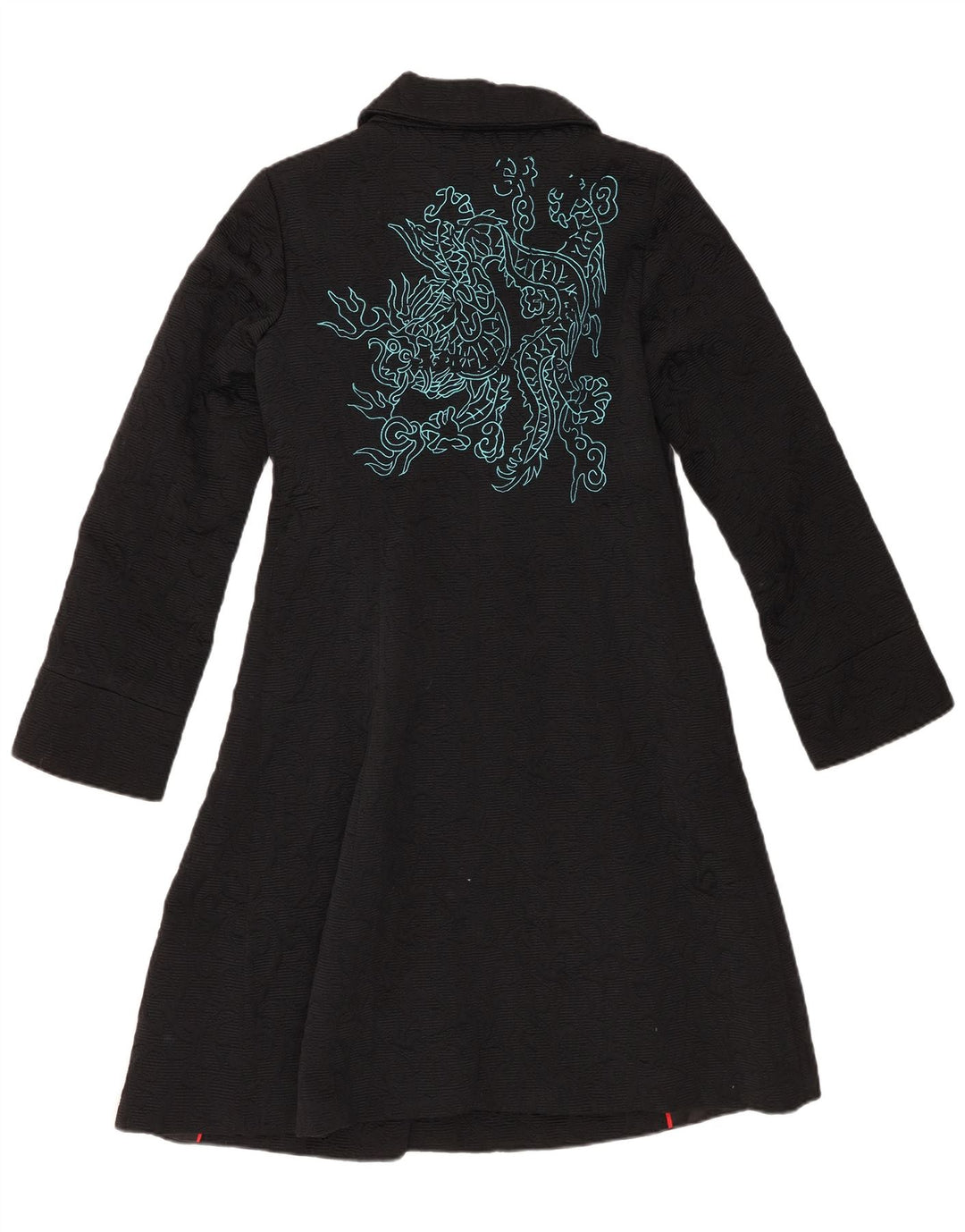 Desigual Womens Overcoat EU 40 Medium Black Geometric Cotton
