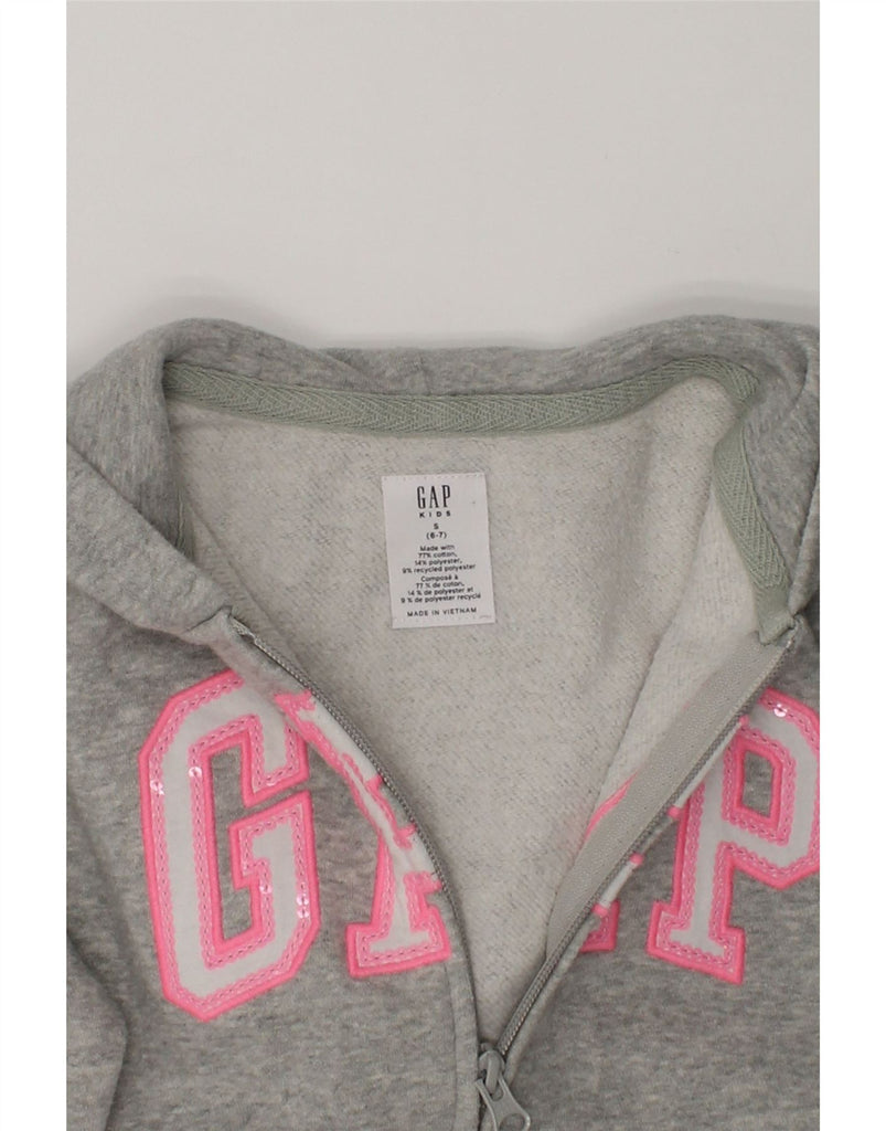 GAP Girls Graphic Zip Hoodie Sweater 6-7 Years Small Grey Cotton | Vintage Gap | Thrift | Second-Hand Gap | Used Clothing | Messina Hembry 