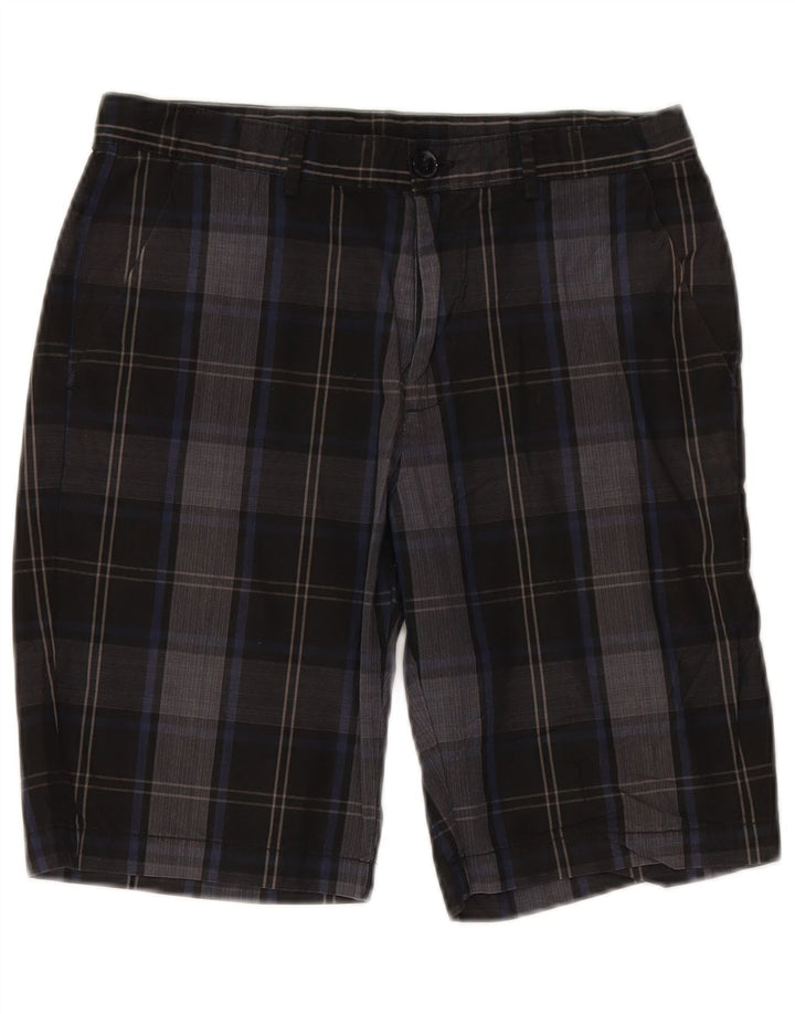 CALVIN KLEIN Mens Chino Shorts W30 Medium Black Check Cotton