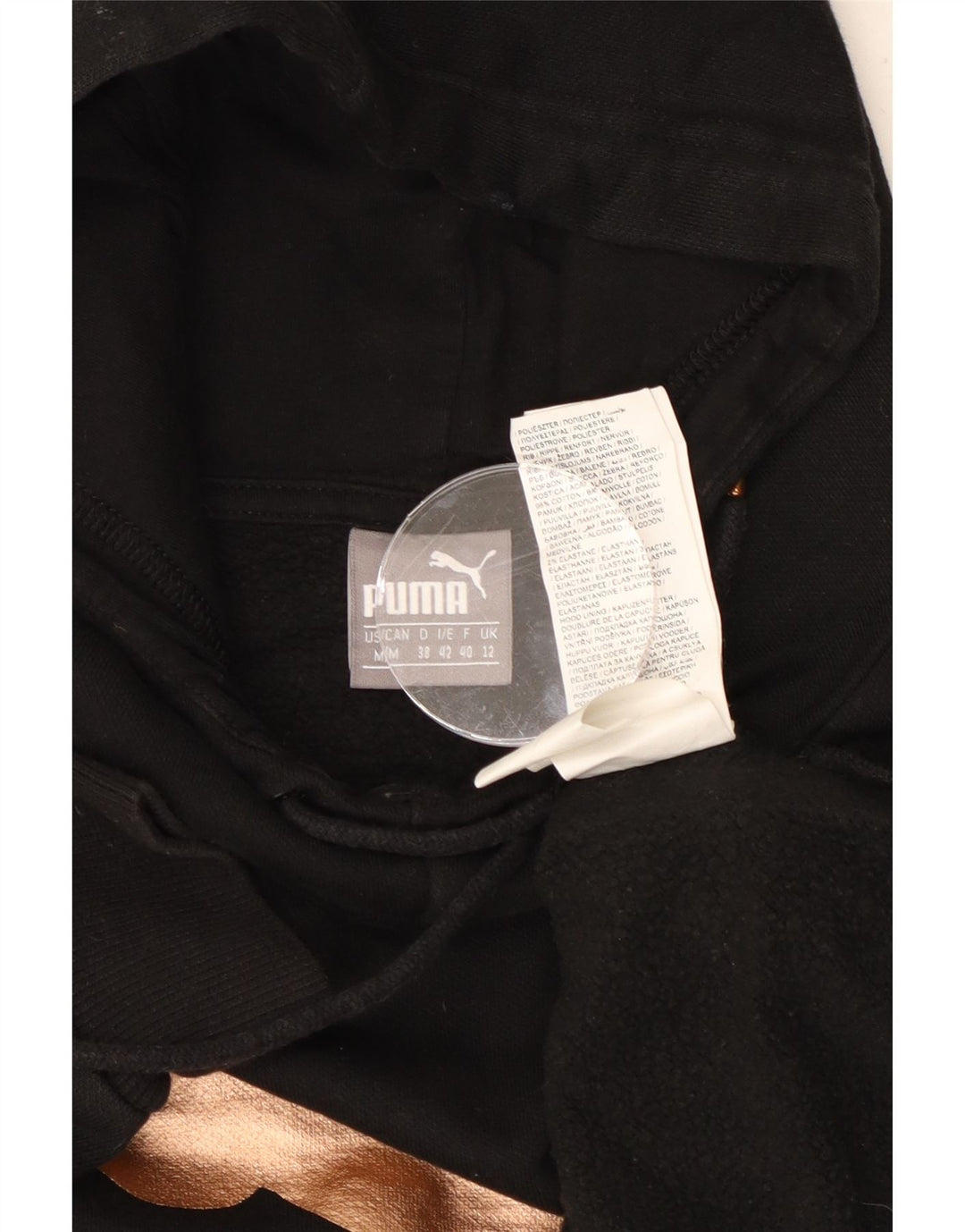 PUMA Womens Oversized Graphic Crop Hoodie Jumper UK 12 Medium  Black