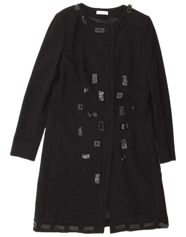 Emilio Pucci Womens Longline Blazer Jacket UK 14 Medium Black Virgin Wool