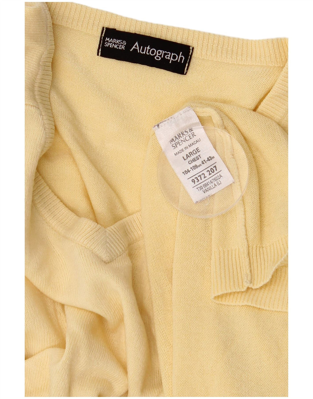 Marks & Spencer Mens Autograph V-Neck Jumper Sweater Large Yellow Acrylic