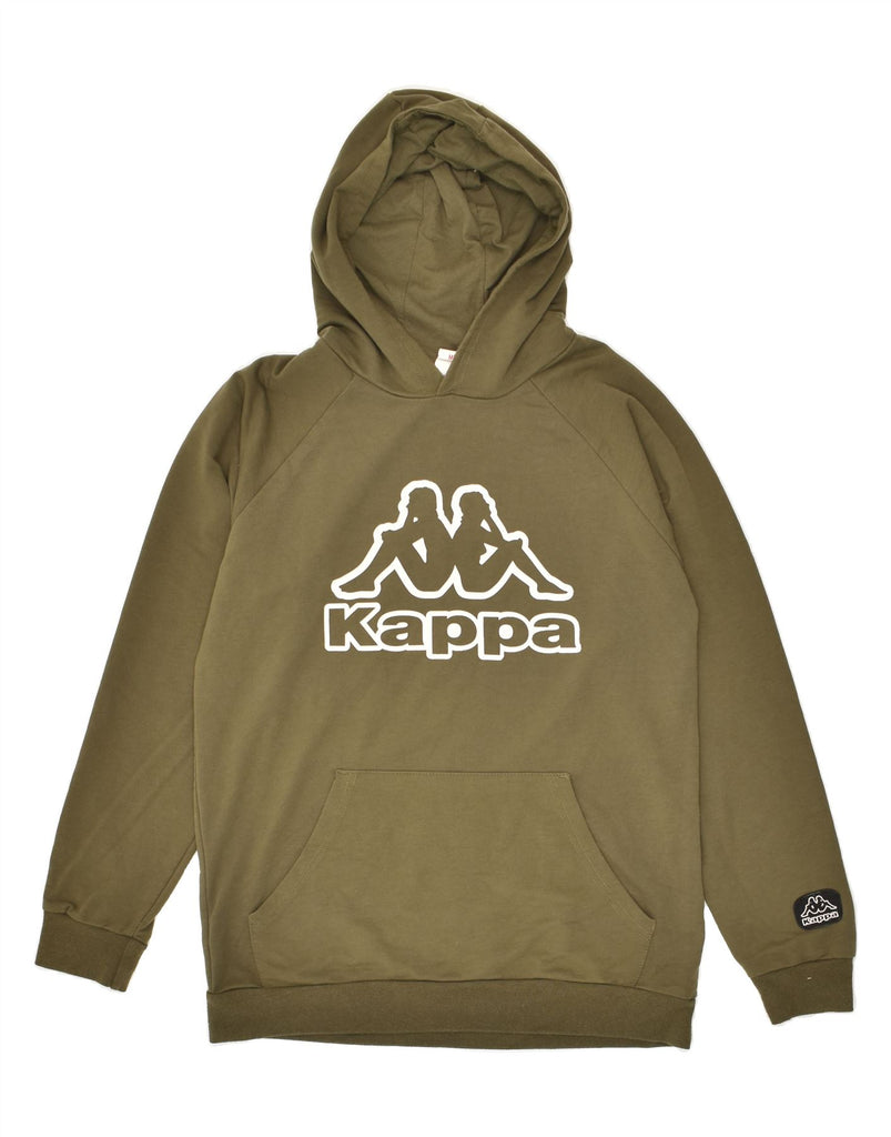 KAPPA Mens Graphic Hoodie Jumper Medium Khaki | Vintage Kappa | Thrift | Second-Hand Kappa | Used Clothing | Messina Hembry 